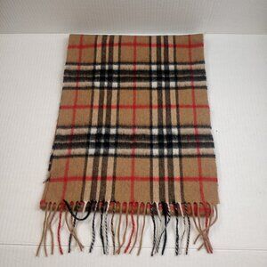 Lochmere Tan Plaid 100% Cashmere Scarf